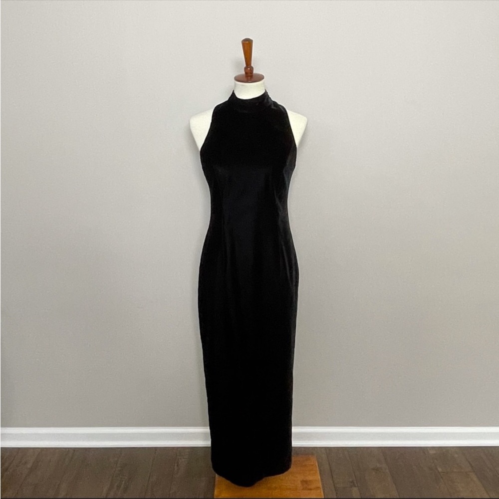 Vintage Jessica Howard Dress Cocktail Party Velour Bow Covered Buttons Black